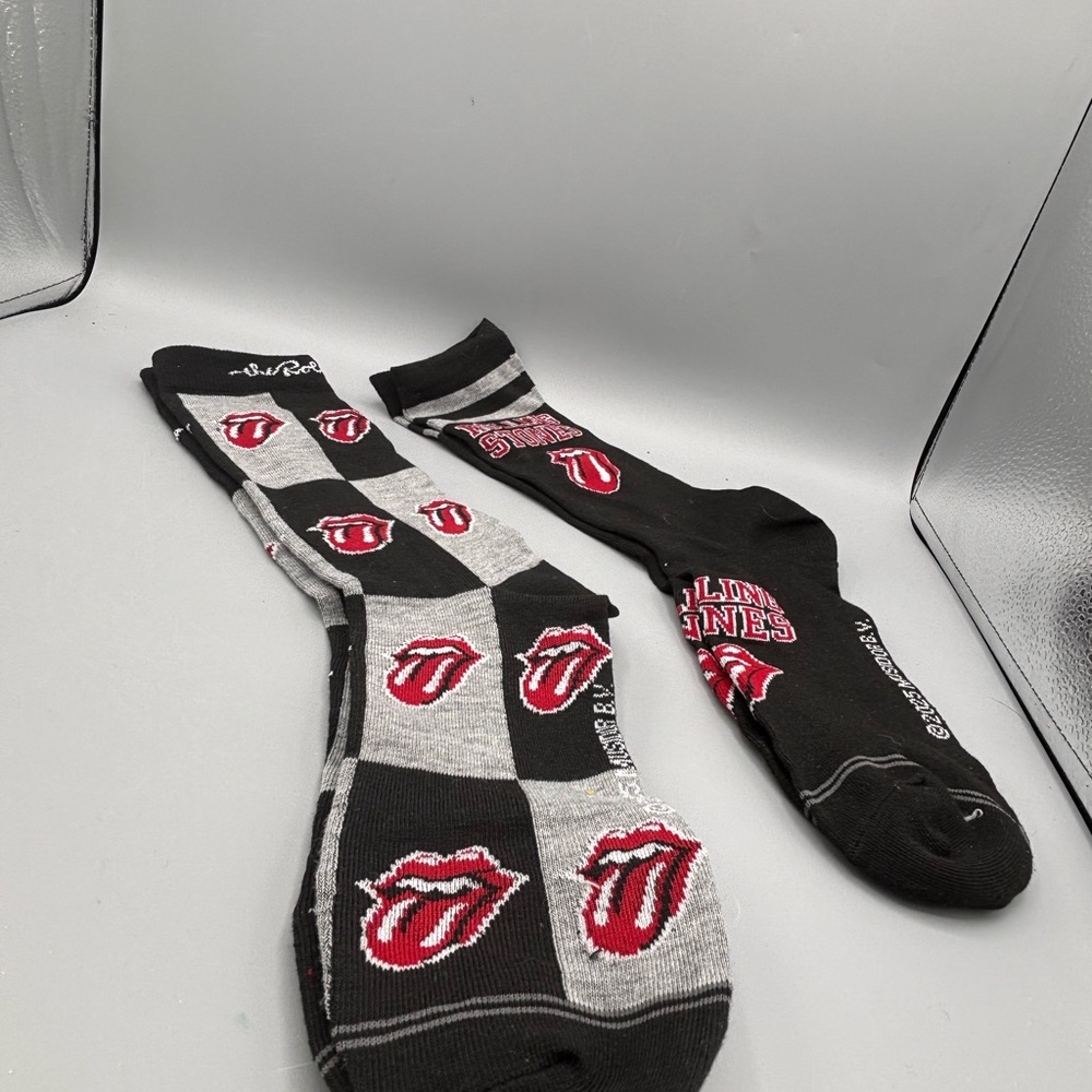 The Rolling Stones Checkered Black and Gray Socks